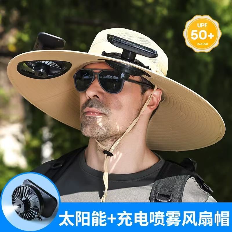 Solar fan bucket hat