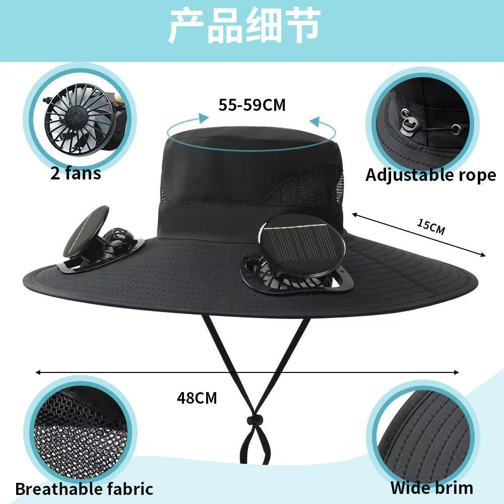Solar fan bucket hat