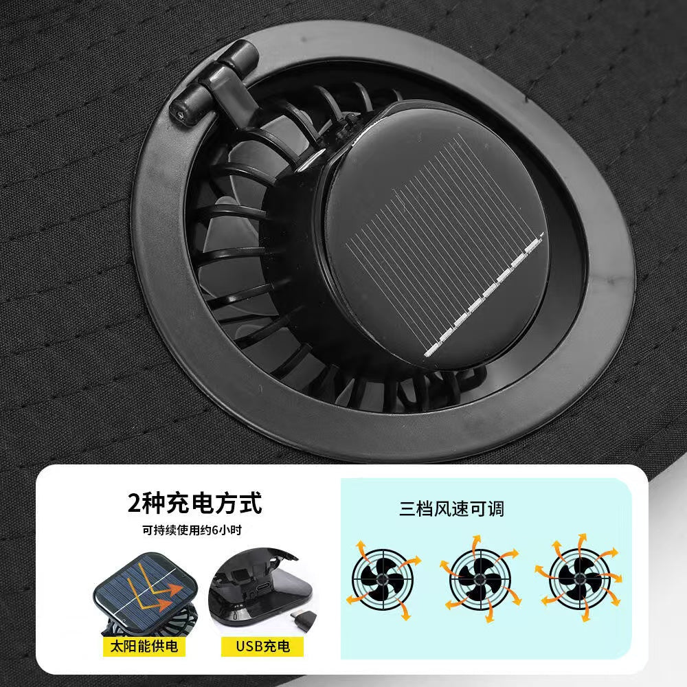 Solar fan bucket hat