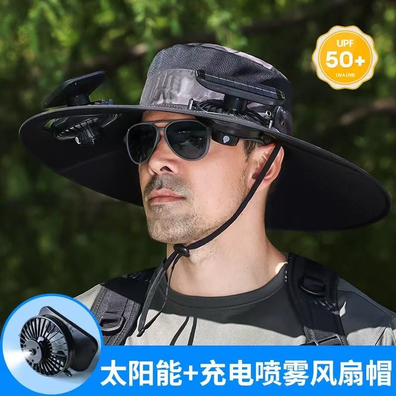 Solar fan bucket hat