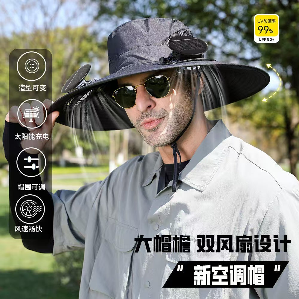 Solar fan bucket hat