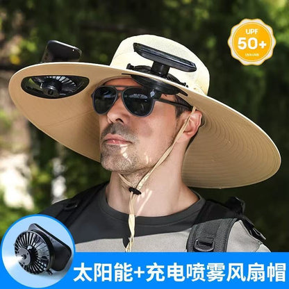 Solar fan bucket hat